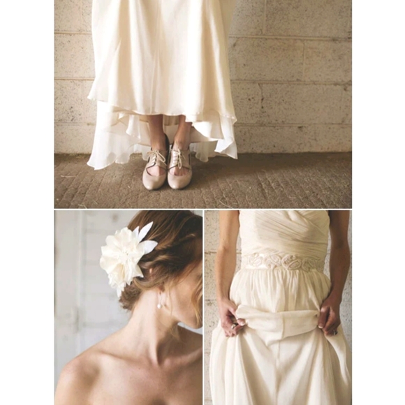 🆕️JCREW Ivory Champagne Silk Chiffon Formal Wedding Gown Bridesmaid Dress 20 - Picture 5 of 12